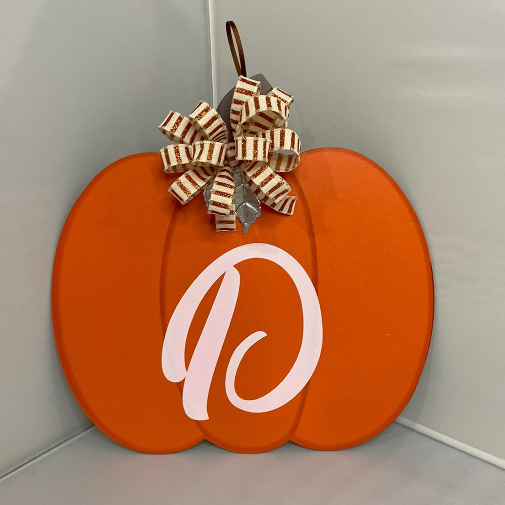 Pumpkin D Monogram Door Hanger